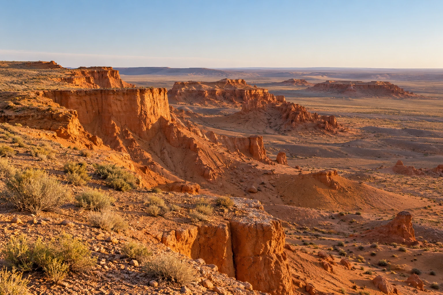 Paysage illustré du désert de Djadochta.